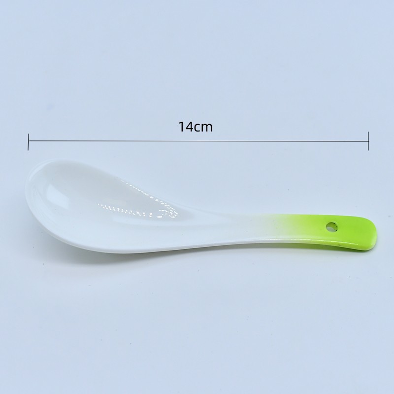 厂家陶瓷汤勺家用餐具小勺调羹骨质瓷三弯勺渐变骨瓷金线三弯勺详情6