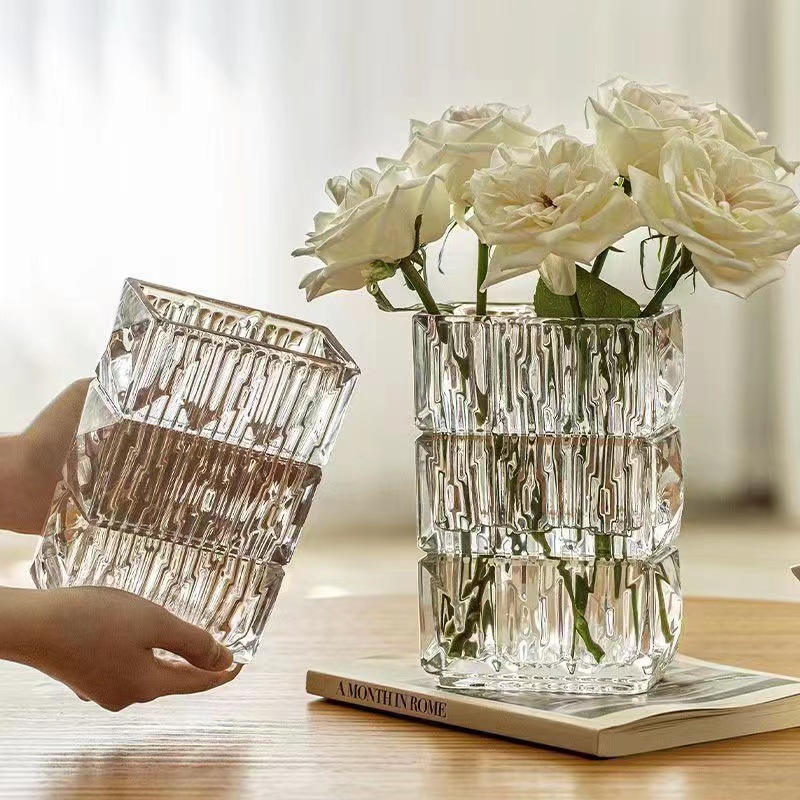 Nordic InS-style valley vase, irregular glass vase, high-end home living room decoration flower arrangement pic 7