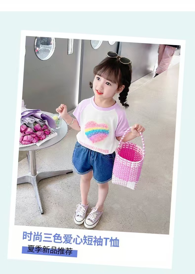 2025夏季女童短袖上衣T恤新款纯棉女宝宝短袖洋气高档童装代发详情8