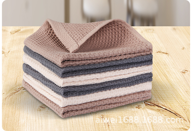 Pure cotton honeycomb absorbent thickened cloth, all-cotton waffle kitchen cleaning dishcloth, towel, scouring pad, square towel, face towel pic 18