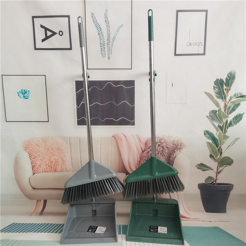 Daily necessities broom and dustpan set combination cleaning supplies, thickened stainless steel rod broom, office broom pic 5