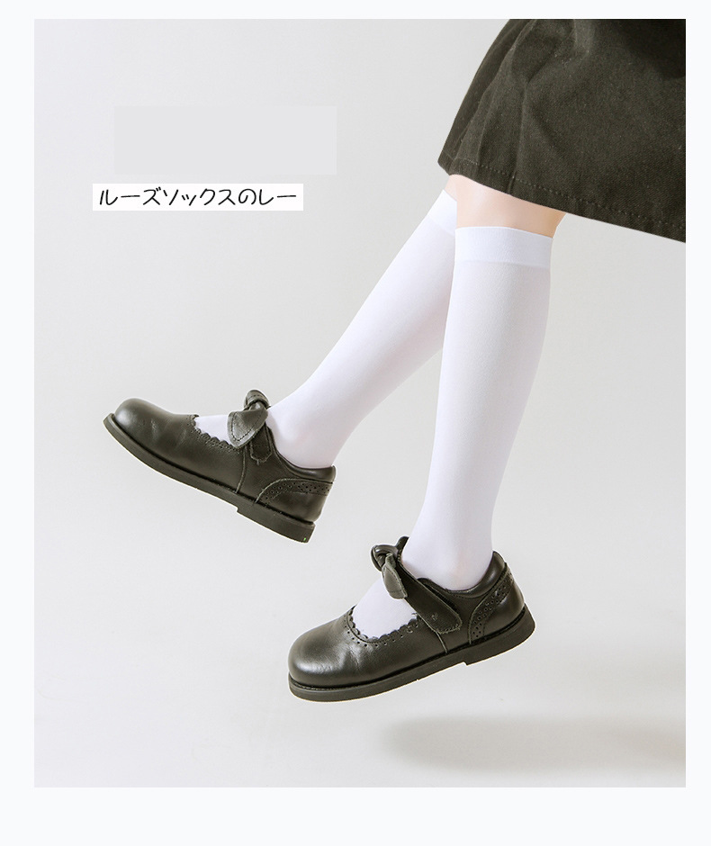 六一薄款儿童中筒袜过膝天鹅绒条纹小腿袜春夏女童白色长筒袜批发详情11