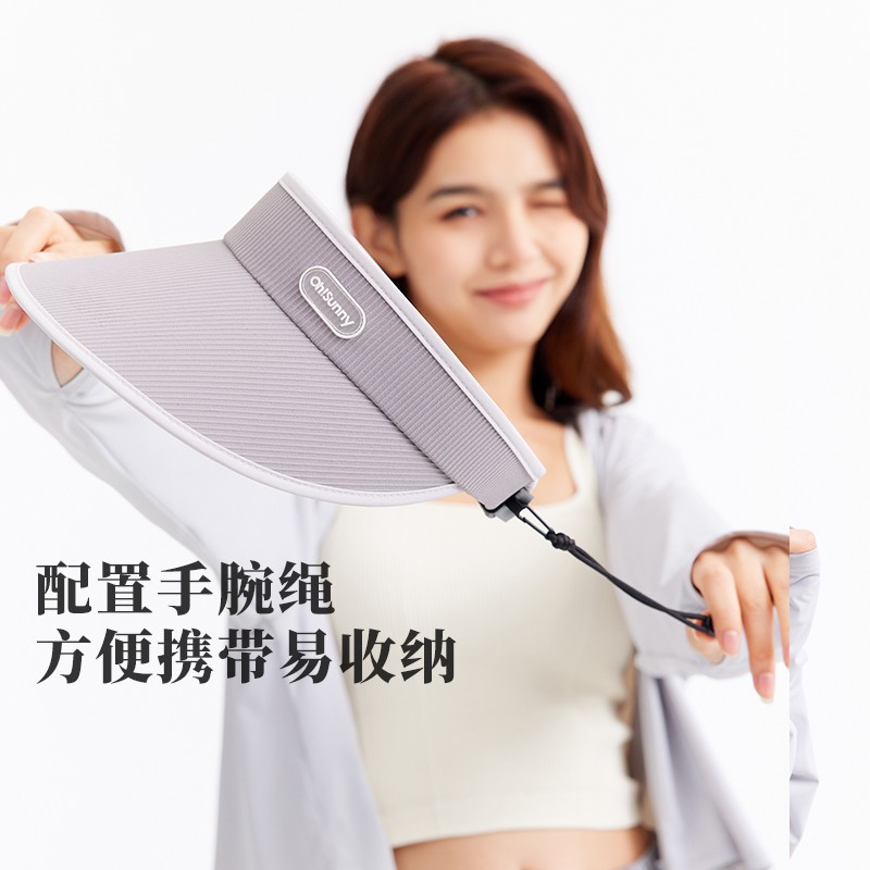 ohsunny防晒空顶帽女春夏户外防紫外线遮脸大檐高颅顶显脸小帽子详情3