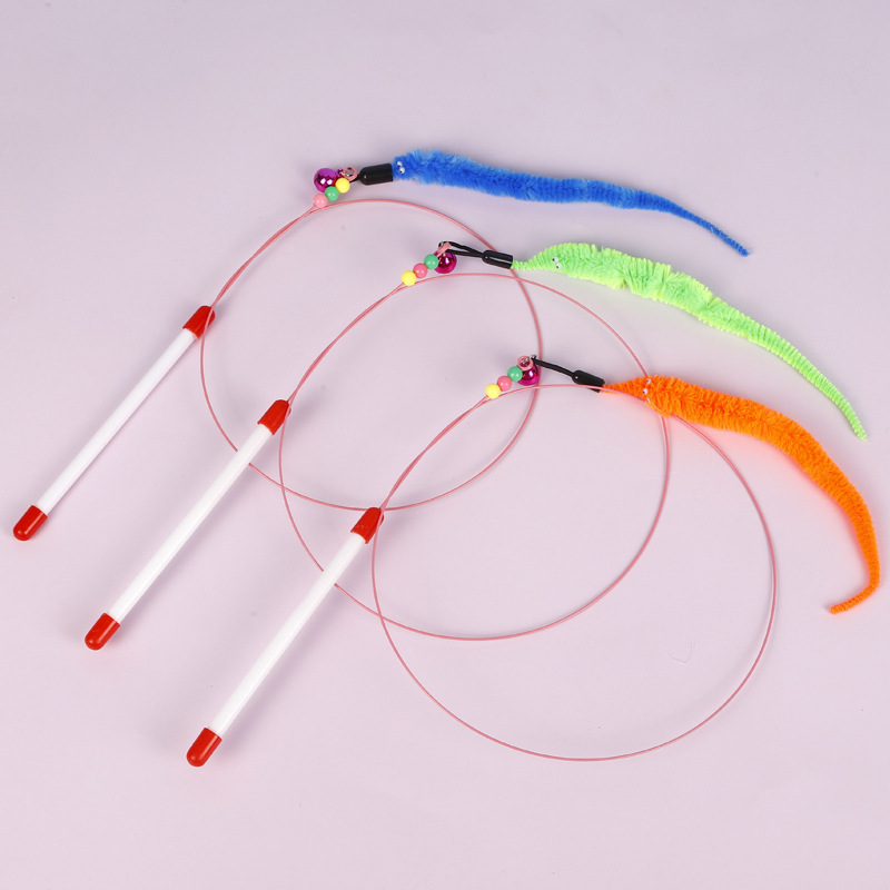 Wholesale of cat teaser sticks, caterpillar cat toys, steel wire feather cat teaser sticks, interactive cat play steel wire toy products pic 19