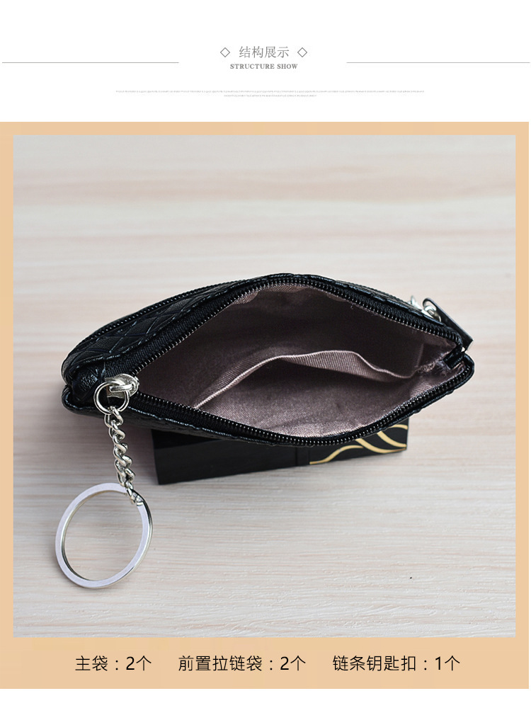 包包女新款简约女士零钱包格纹复古钥匙包小巧便携菱格软面卡包详情7