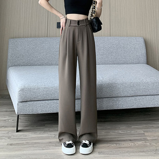 Ice silk wide-leg pants for women, long pants with a drooping effect, summer petite high-waisted slimming casual pants, loose straight-leg pants pic 6
