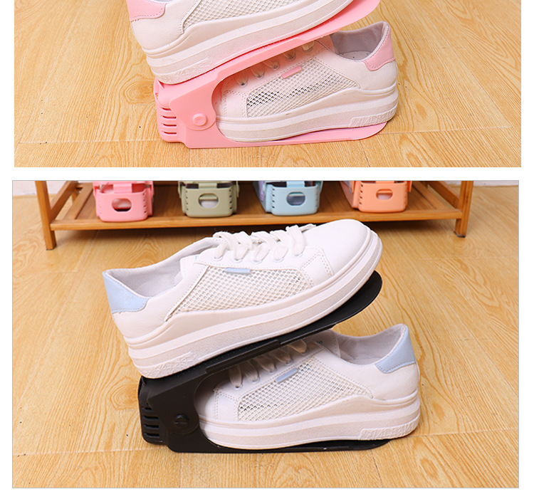 Adjustable simple double-layer shoe rack, plastic one-piece shoe bracket, home space-saving living room shoe storage rack pic 13