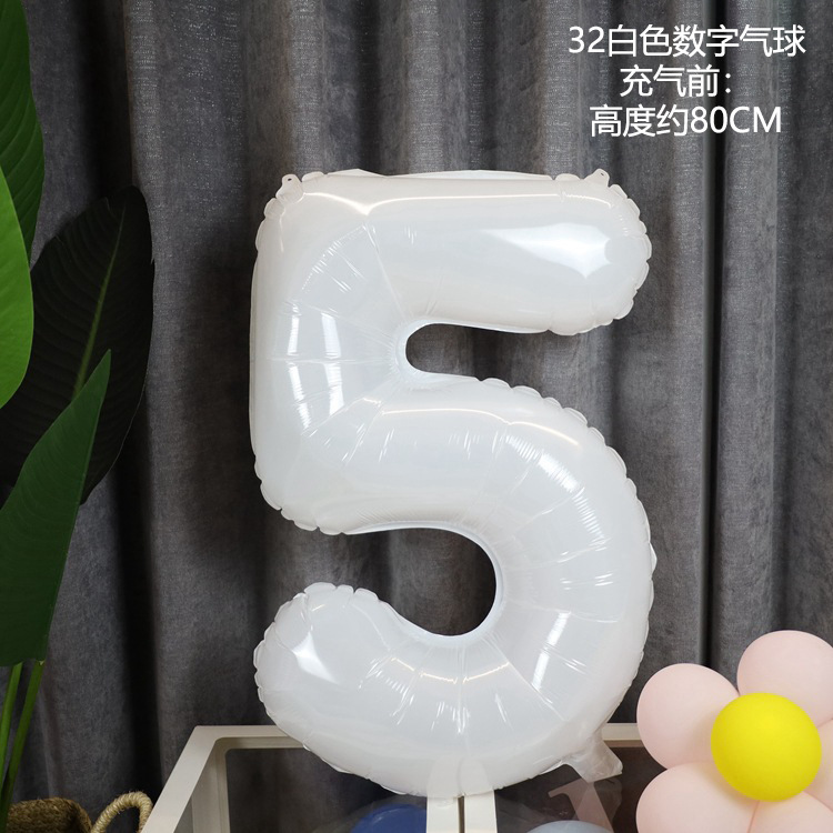 32寸白色数字气球ins小红书同款生日派对布置简约大数字铝膜气球详情18