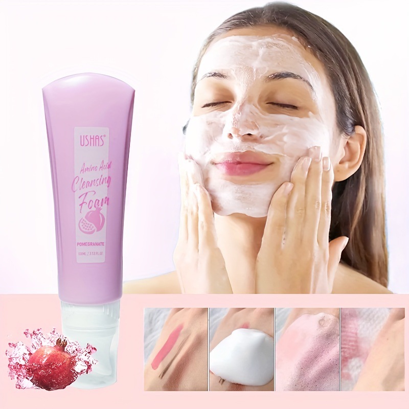 USHAS跨境现货热销石榴硬管洗面奶温和起泡去油洁面面部深层清洁详情5