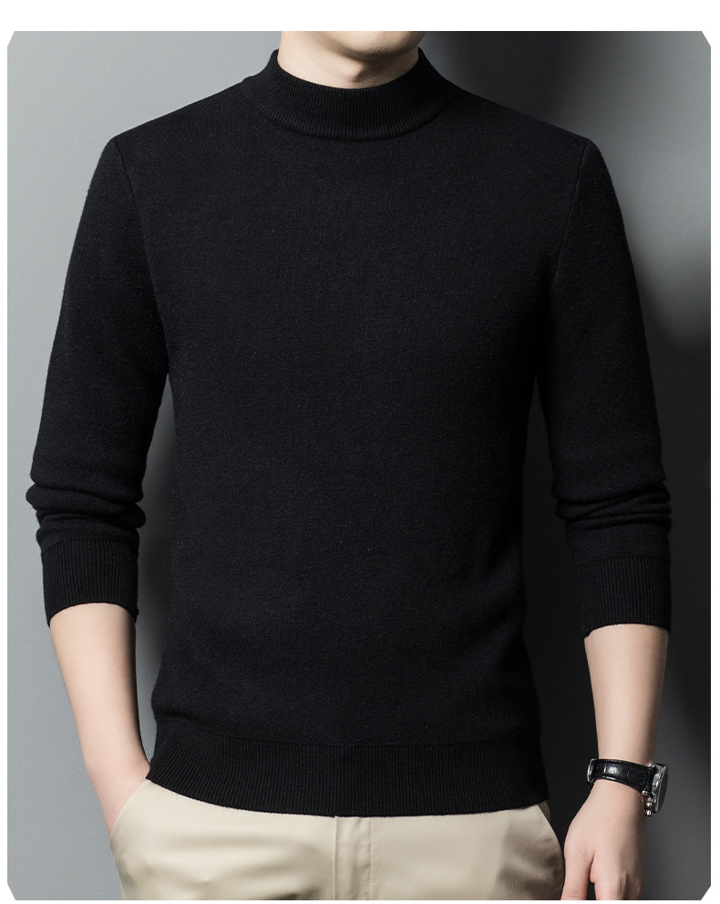 Imitación cashmere otoño invierno hombre suéter de cuello medio alto hombre joven slim legging jersey hombre pic 16