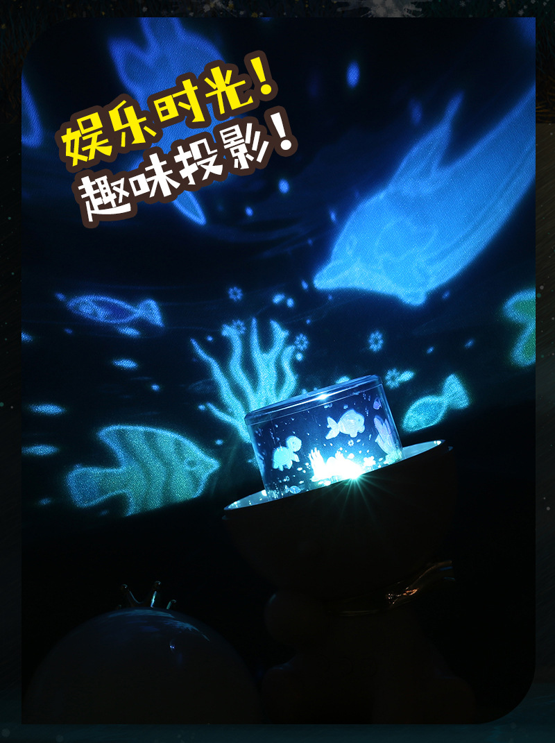 2023新款太空雪人星空投影灯家卧室氛围伴睡满天星儿童床头灯详情18
