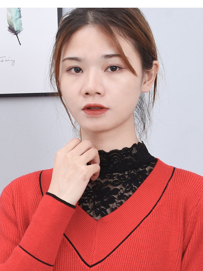 Lace high-neck false collar, versatile for children, stand-up collar base, decorative collar, sleeveless base, lace blouse, short style, sexy and transparent pic 5