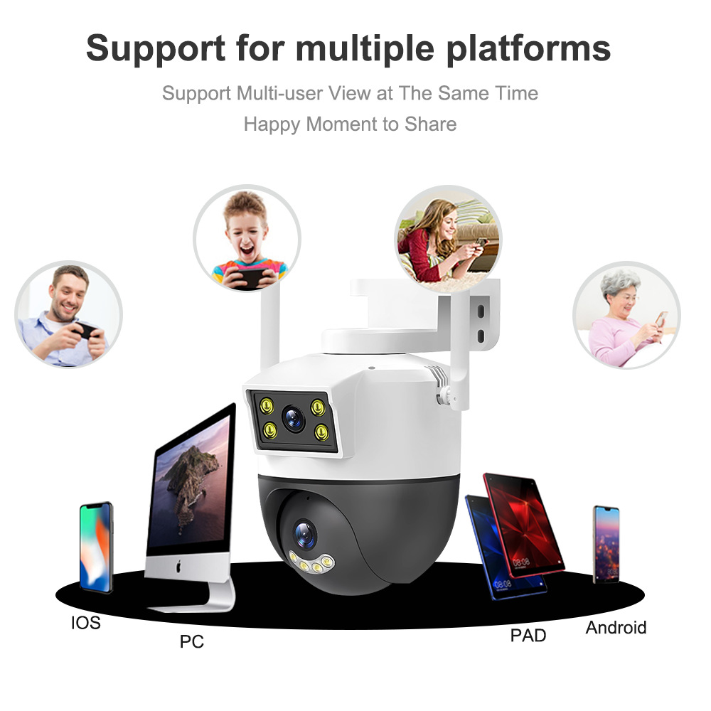 Dual-camera gun head linkage with mobile phone remote home indoor and outdoor high-definition night vision 360-degree waterproof intelligent monitoring pic 7