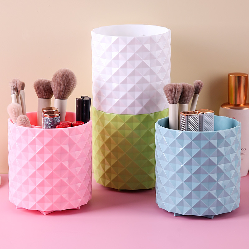 360-degree rotating pen holder, large-capacity makeup brush bucket, desktop storage box, cosmetics and lipstick storage box, rotating bucket pic 20