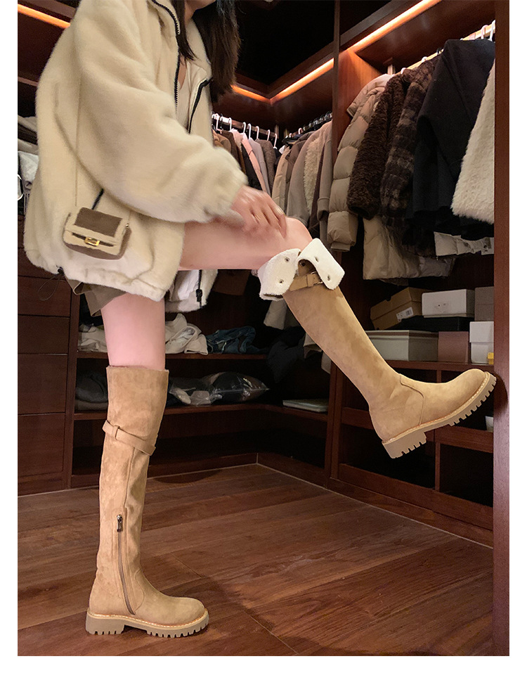 葡萄妈过膝骑士靴女厚底加绒长筒厚绒长靴百搭雪地靴女式棉鞋冬季详情32
