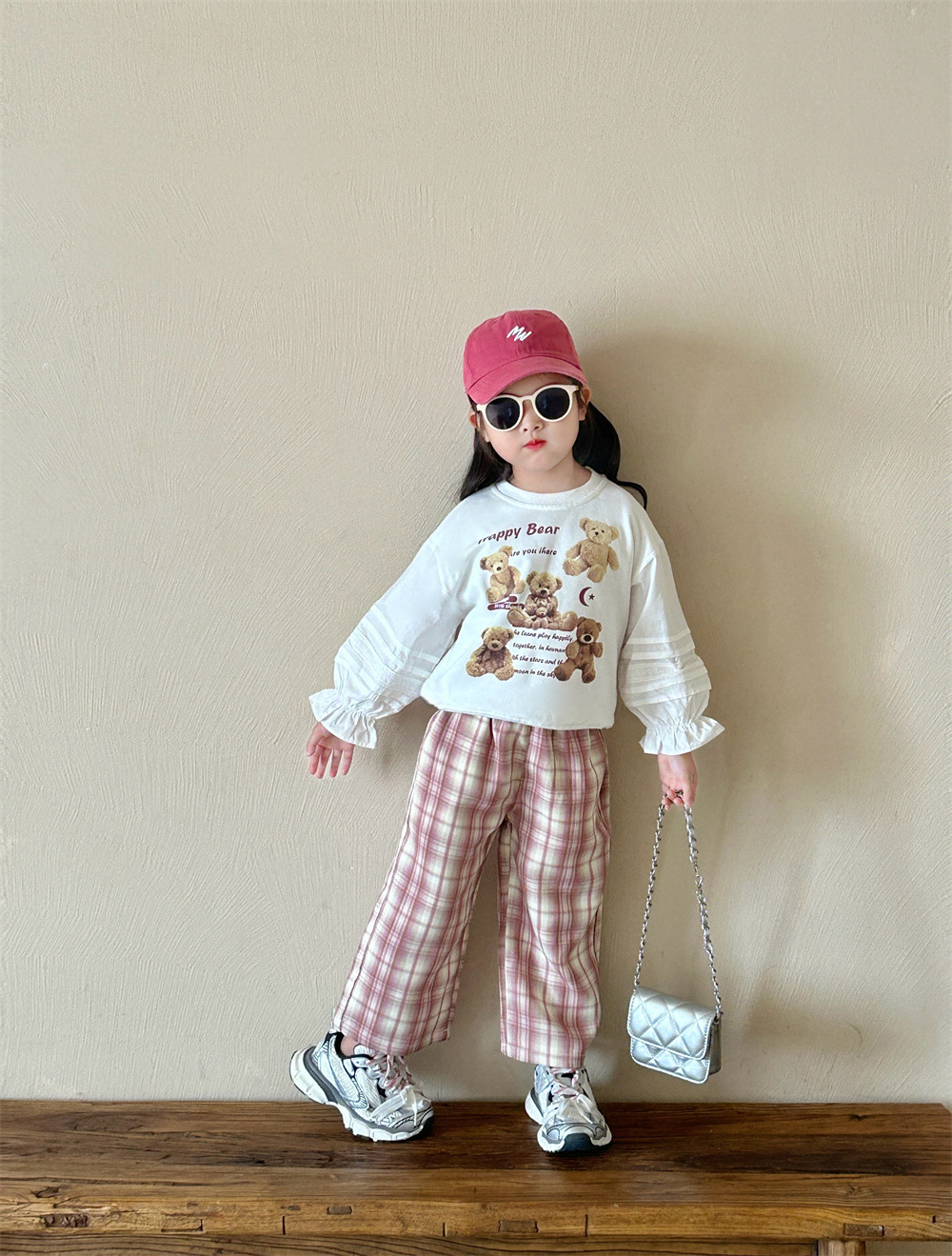 Otoño 2024 nueva chica dibujos animados oso casual sudadera versión coreana de los niños otoño vestido de bebé de aire patchwork top pic 2