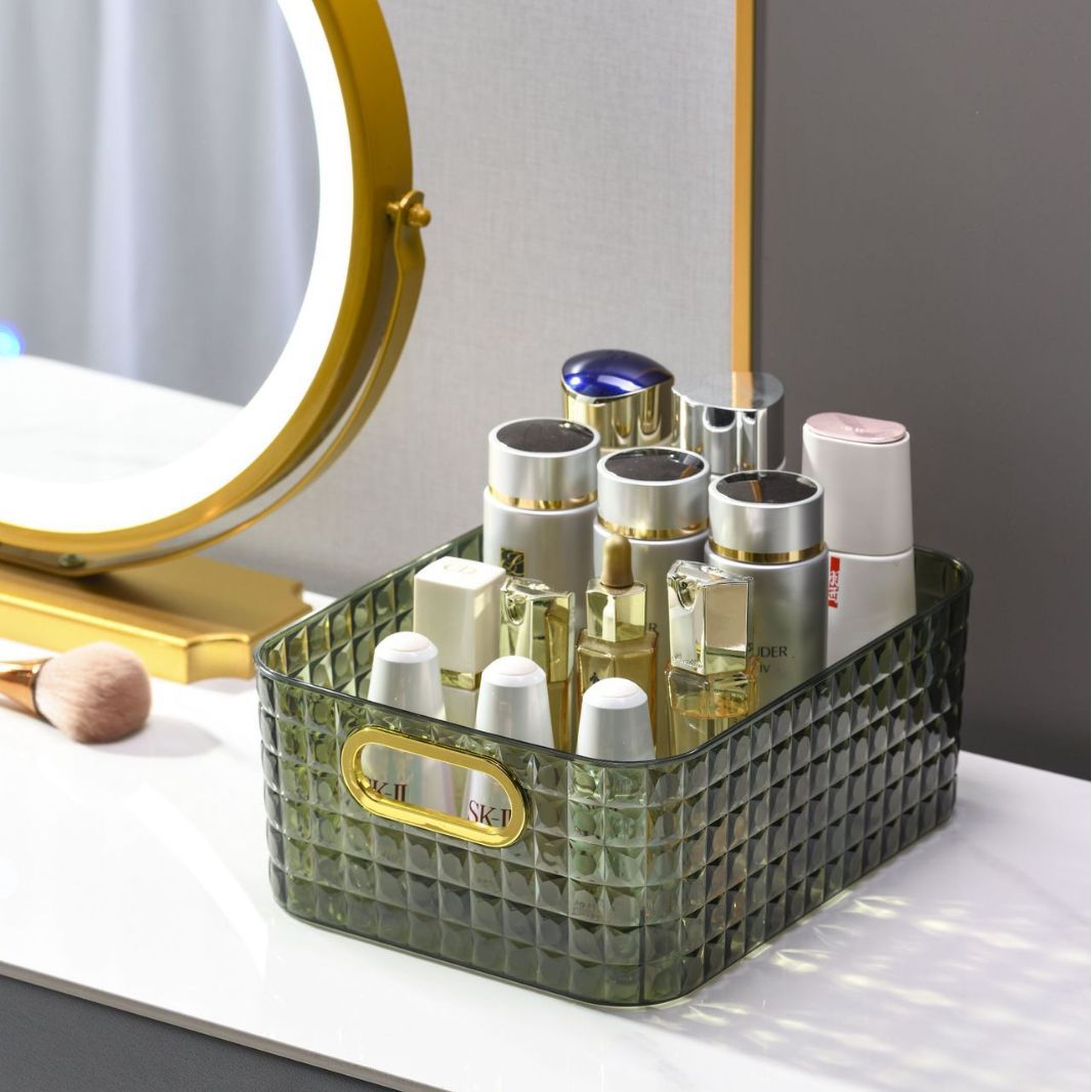 The transparent storage box can be stacked with a light luxury organizing box, a rectangular office drawer, a desktop, and cosmetics pic 2