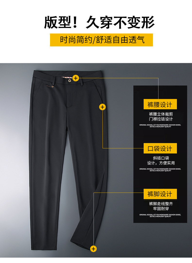 High-end business casual pants for men 2022 autumn and winter, thickened long pants, youth straight, elastic, wrinkle-free and drape dress pants pic 2