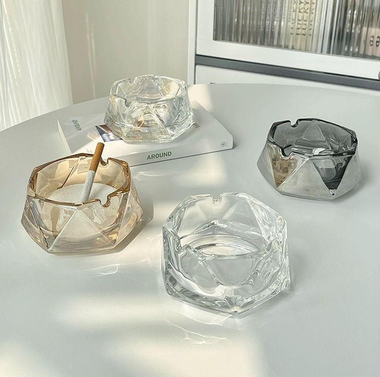 【包邮】2025新款家用玻璃烟灰缸轻奢潮流客厅烟缸办公室时尚水晶详情3
