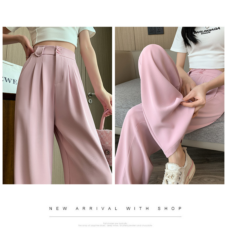 王奕婷同款西装阔腿裤女春秋夏显瘦垂感梨形身材双扣休闲直筒拖地详情17