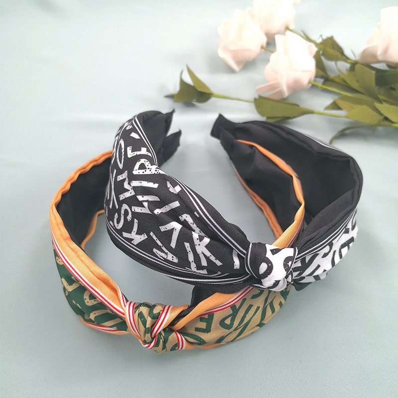 双色拼接印字母中间打结发箍宽边压发发饰欧美网红时尚发卡女详情12