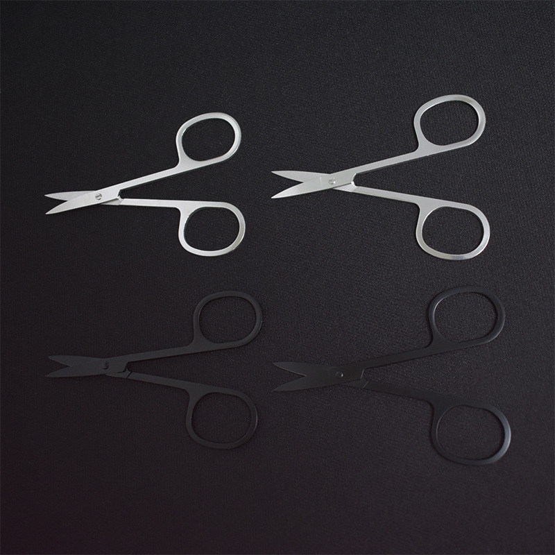 工厂直销眉毛尖剪修鼻毛小剪刀美妆工具黑色眉毛剪A剪现货详情3