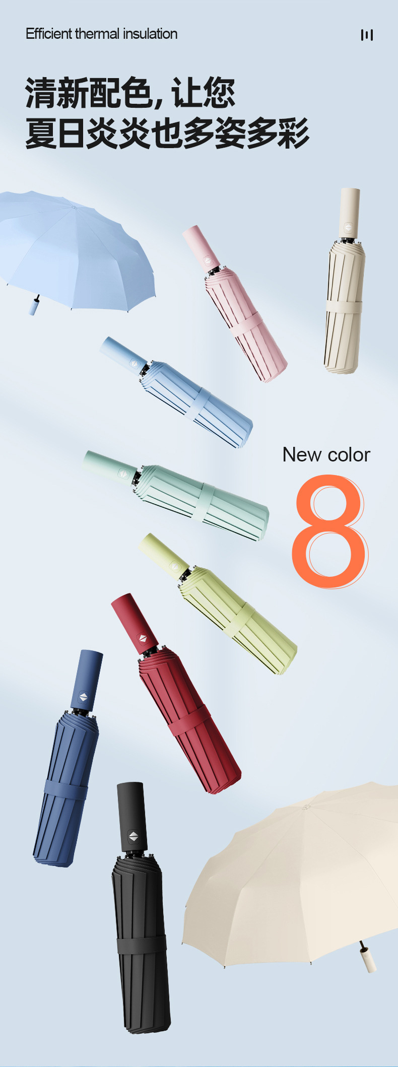 全自动十二骨双龙骨定制广告雨伞三折黑胶防紫外线遮阳伞晴雨两用详情17