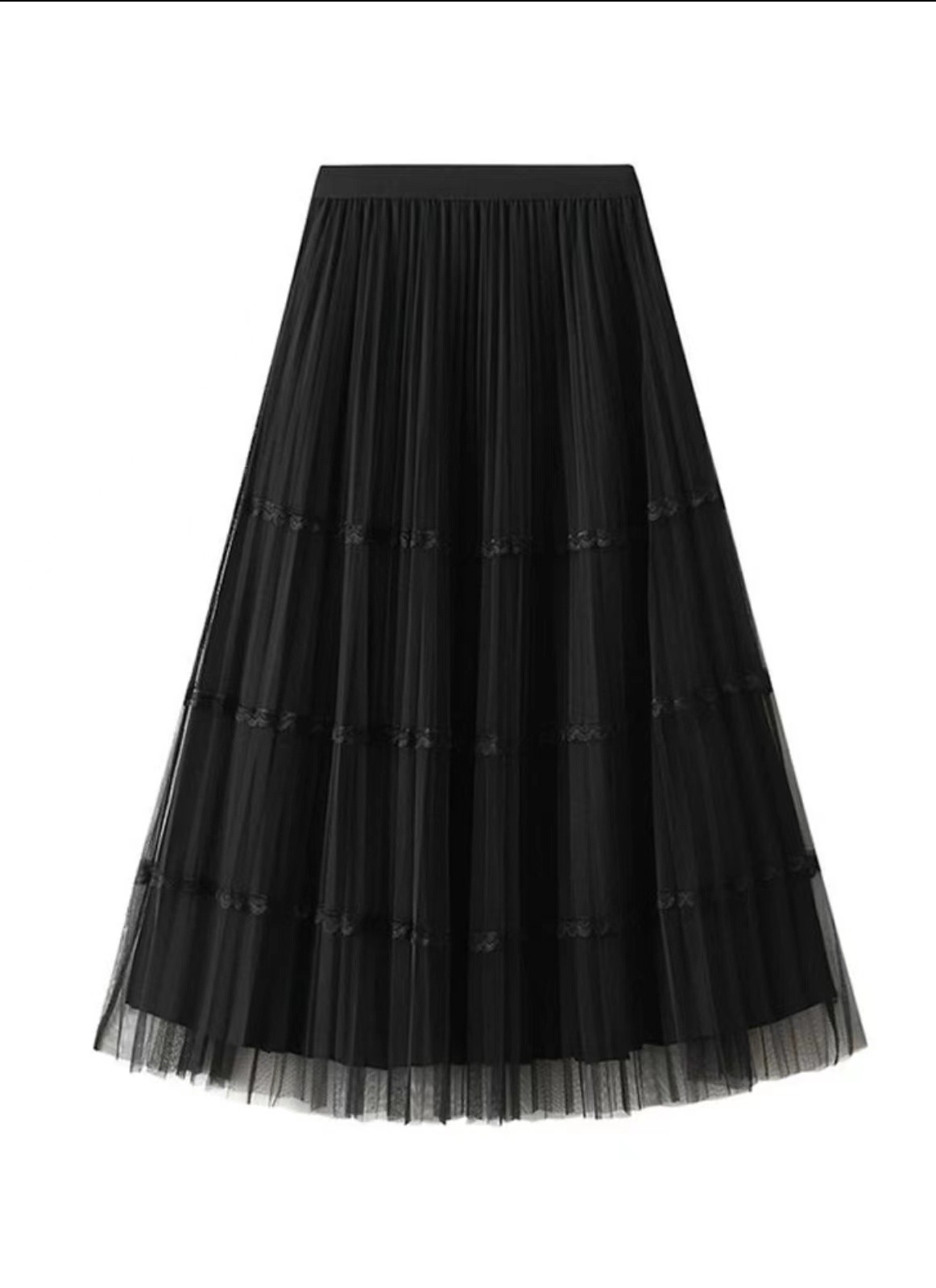 2024年新款夏季网纱裙法式甜美高腰显瘦A字百褶裙百搭网纱半身裙详情8