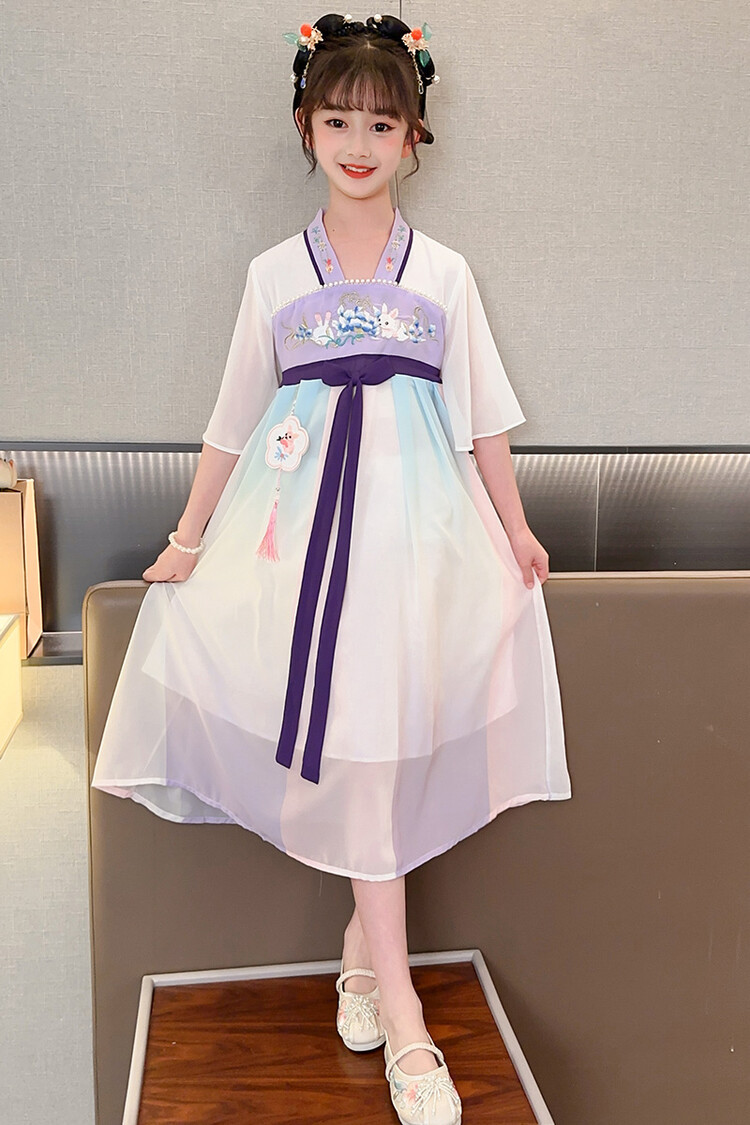 汉服女童春薄款中国风襦裙连衣裙古装超仙春季小女孩儿童唐装批发详情15