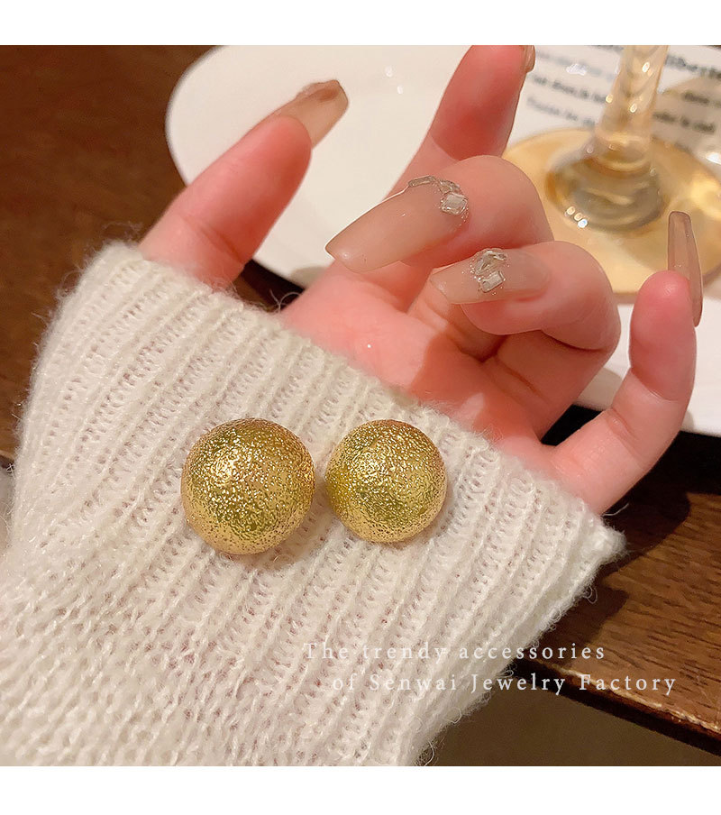Retro Hong Kong-style golden texture ball earrings, simple and niche, versatile bestseller stud earrings, high-end and elegant earrings for women pic 28