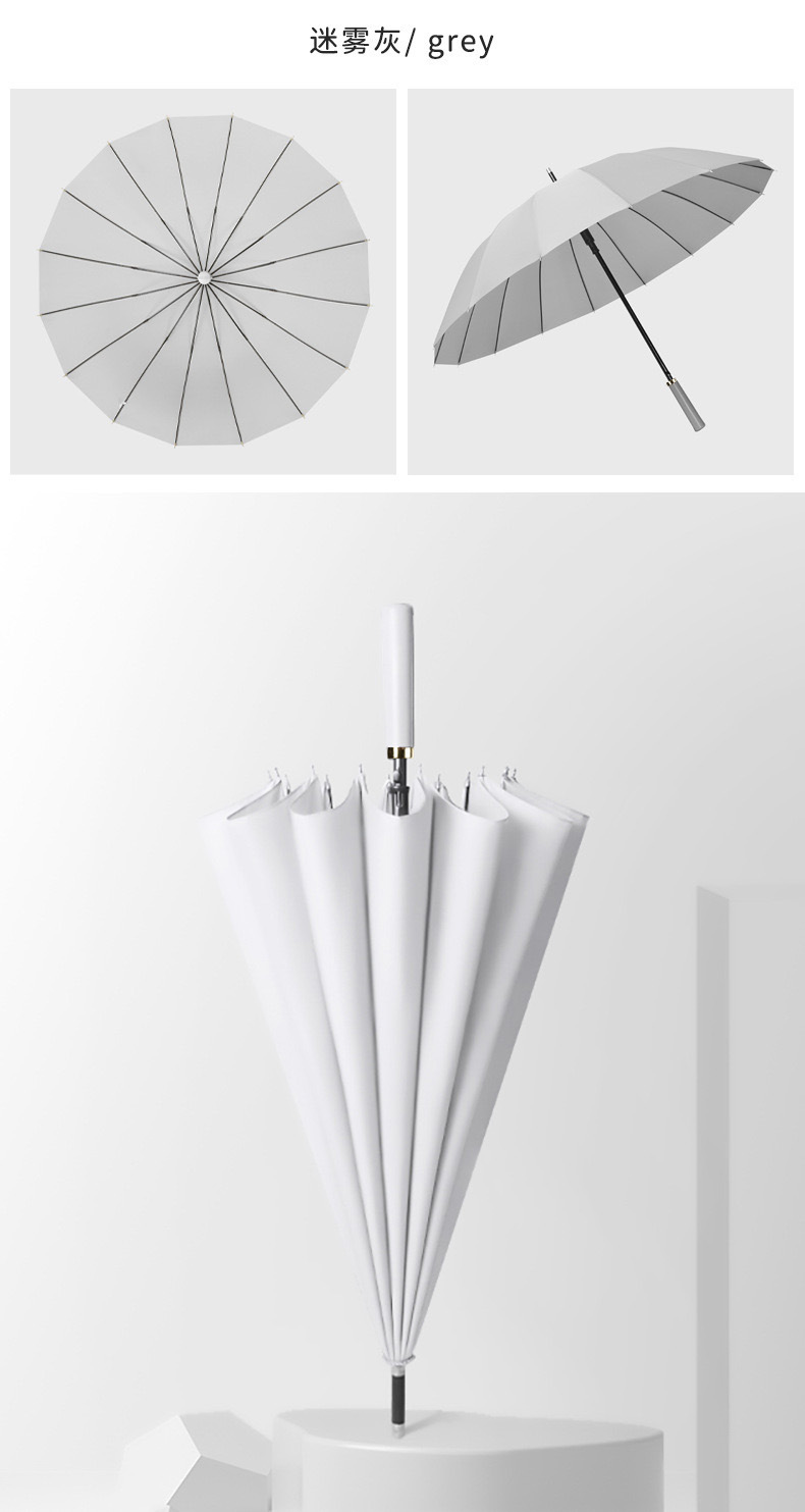 New creative 16-bone curved handle solid color long-handled umbrella, fresh and wind-resistant long-handled umbrella with logo printing advertising umbrella pic 15