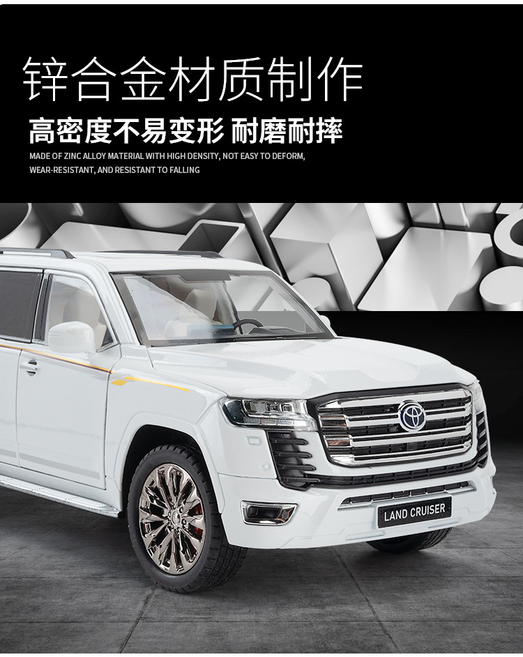 (Foam box set) Simulation 1:18 scale Toyota Land Cruiser LC300 alloy SUV car model ornament pic 3