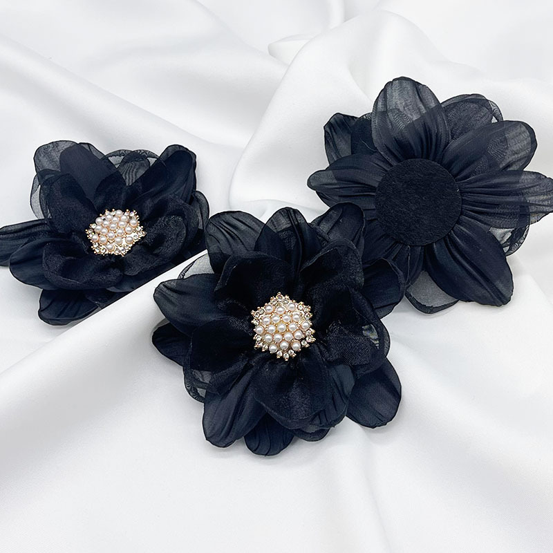 Multi-layer three-dimensional gauze flower hand-beaded diy dress shoe flower brooch accessory, Organza flower accessory pic 13