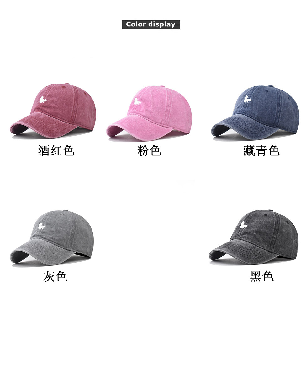 跨境纯棉水洗做旧可爱小松鼠绣花棒球帽男女户外四季款鸭舌帽详情24