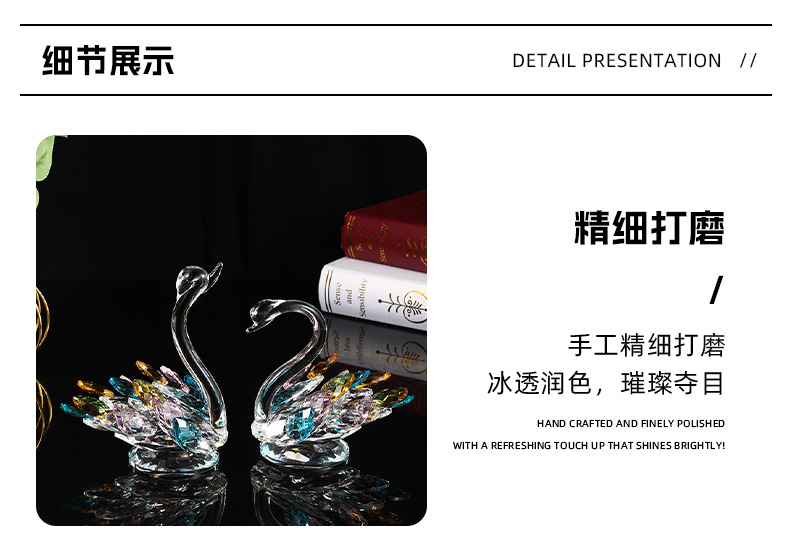 Simple swan ornaments in the living room, light luxury and creative crystal handicrafts, birthday and wedding gifts, crystal swan ornaments pic 6
