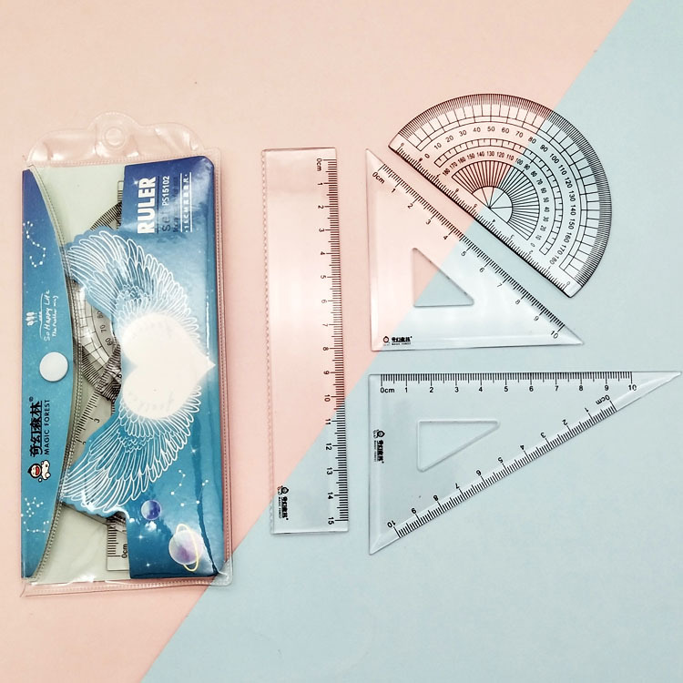 Wholesale injection-molded rulers, student plastic rulers, PVC bags, button bags, packaged PS rulers pic 5