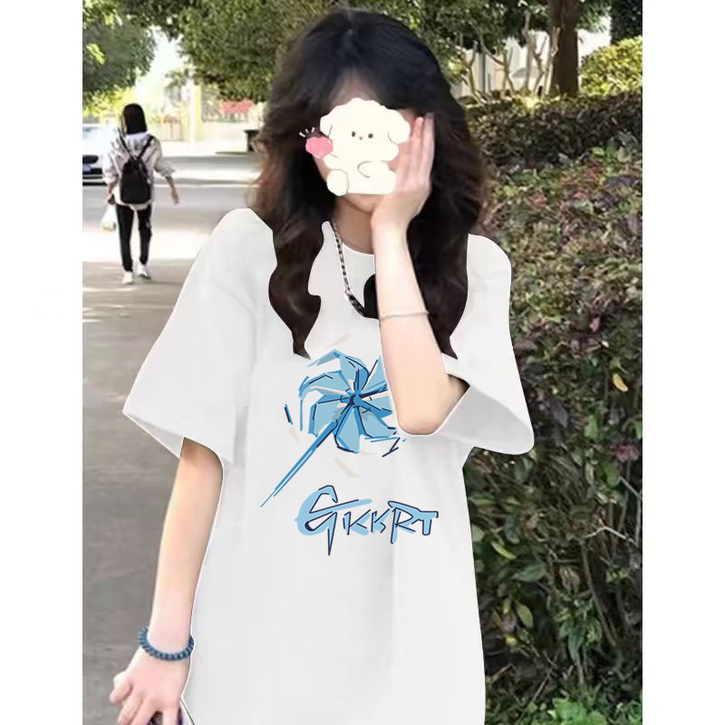 纯棉短袖T恤女士正肩2024春夏季新款半袖体恤上衣内搭宽松情侣装详情6