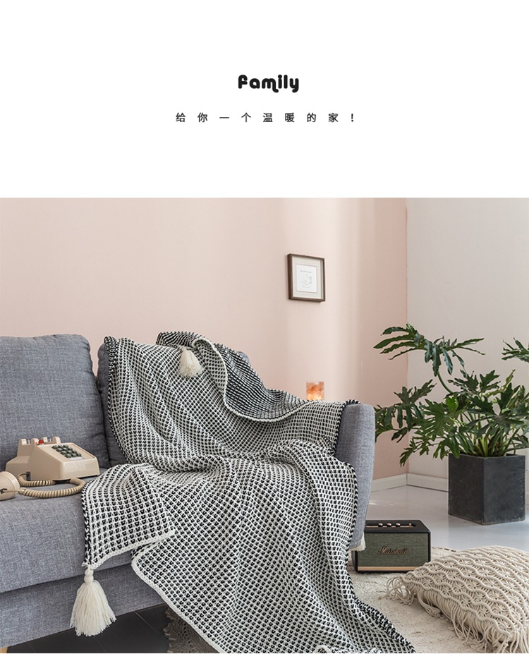 Autumn and winter thickened knitted yarn blankets, waff-checkered acrylic yarn blankets, office nap blankets, air conditioning blankets, photo props pic 3
