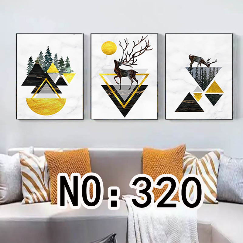 三联装饰画黑框玄关壁画无框油画跨境布挂画酒店卧室油画抽象挂画详情12