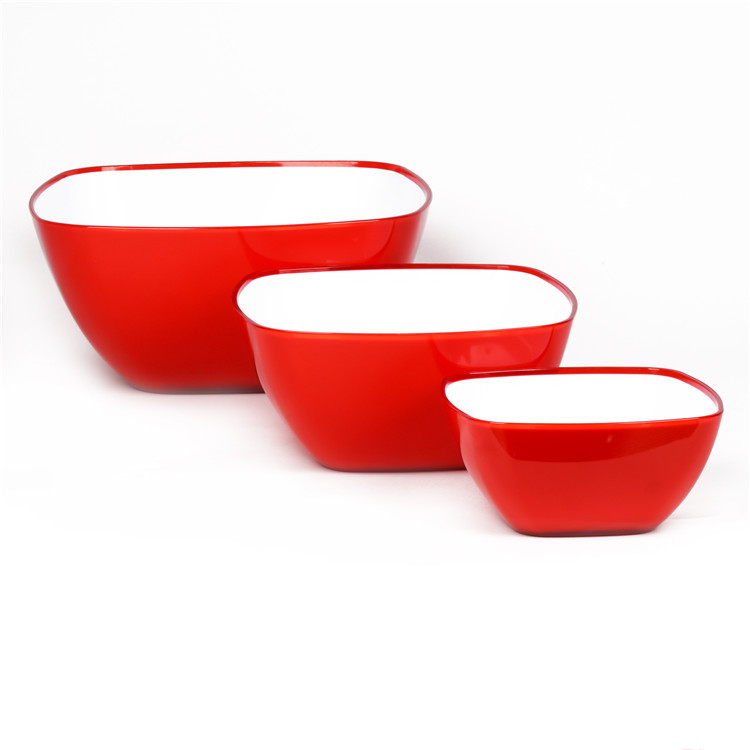 Wholesale solid-color creative new square bowls, PP material double-layer food-grade salad bowls, square two-color bowls pic 9