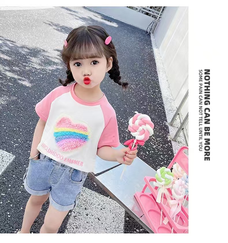 2025夏季女童短袖上衣T恤新款纯棉女宝宝短袖洋气高档童装代发详情5