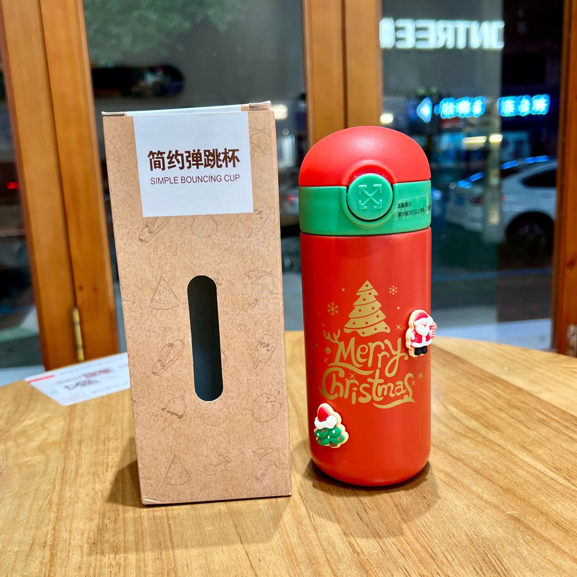 新款圣诞保温杯304不锈钢儿童吸管杯大容量可爱便携水杯礼品杯子详情7