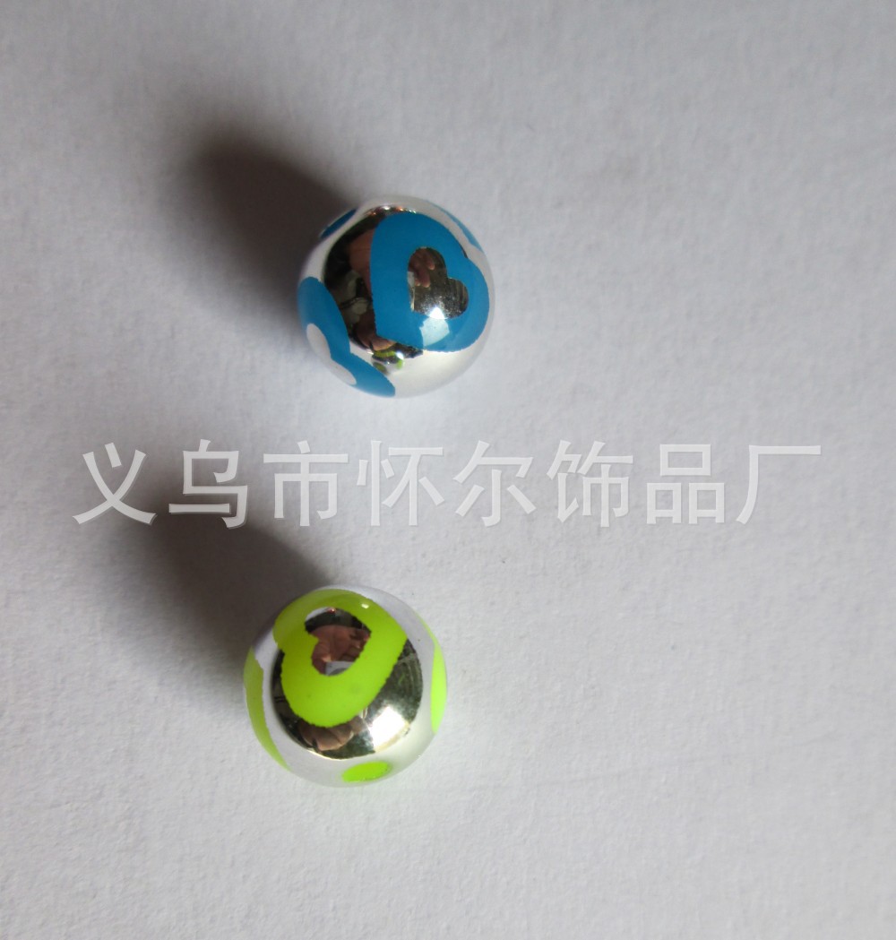 CCB电镀大孔珠 吊孔 塑料珠子合金配件 异形花 五角星 桃心珠子详情18