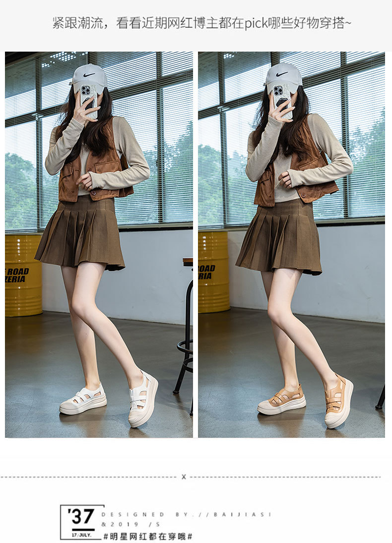 2024年夏季新款厚底凉鞋头层牛皮女士休闲运动风舒适百搭套鞋详情11