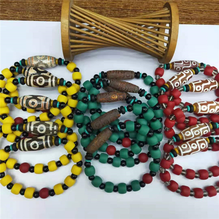 Guangshun Jewelry Cylindrical frosted Bracelet wholesale Tibetan-style three-nine-eye sky Pearl agate drum Bead bracelet Factory direct sales pic 12