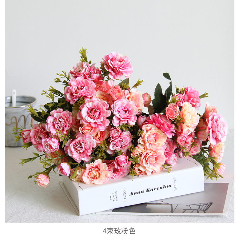 把束杜鹃花山茶花仿真花栅栏假花批发酒店商场超市布置装饰品软装详情11