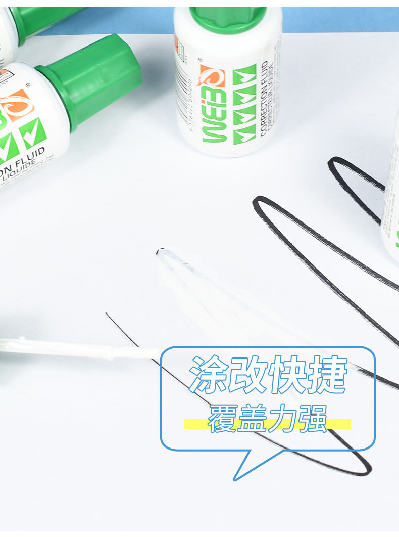 Weibo Creative Learning Stationery with brush heads, screw caps, small green bottles, correction fluid, correction fluid, office and study indelible pic 5