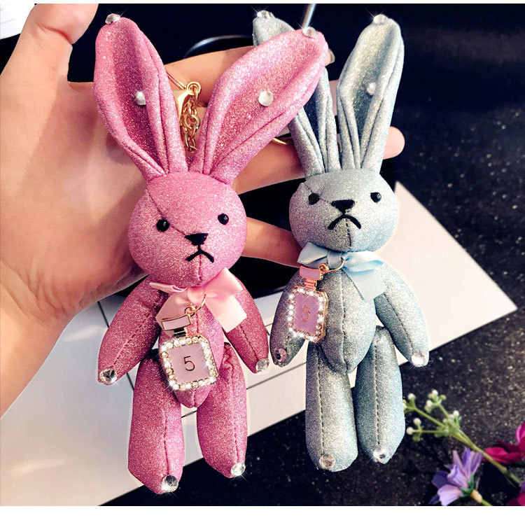 cute keychain gifts bag hang accessories mobile rabbit cloth详情1