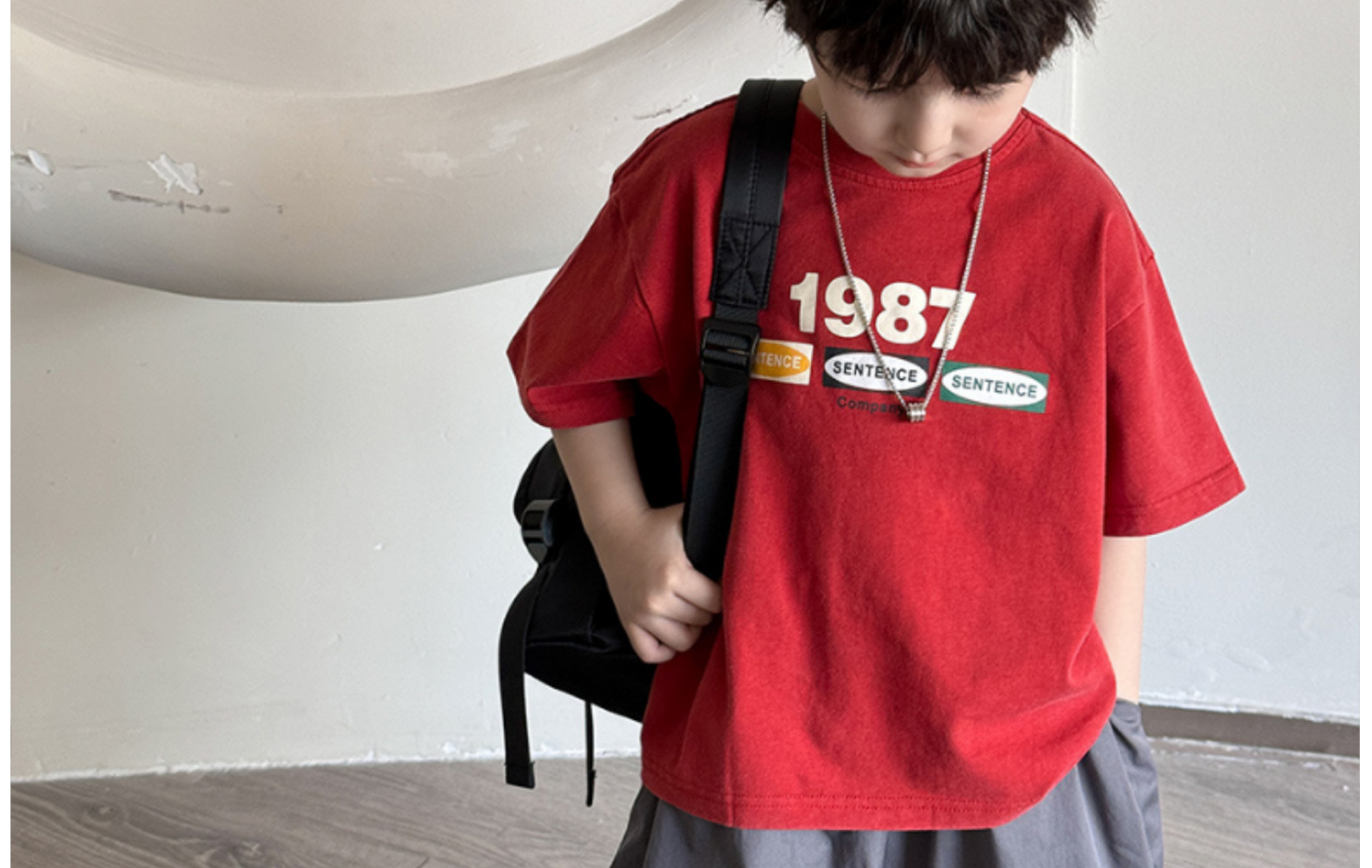 夏季童装新款儿童印花短袖T恤男童字母做旧复古半袖上衣街头潮款T详情19