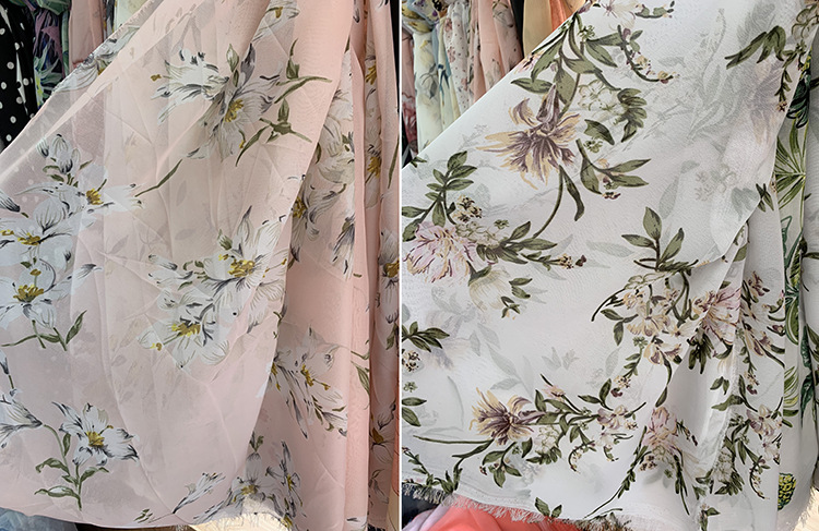 2020 new summer chiffon printed fabric white base printed polyester fabric small floral print dress mask fabric pic 33
